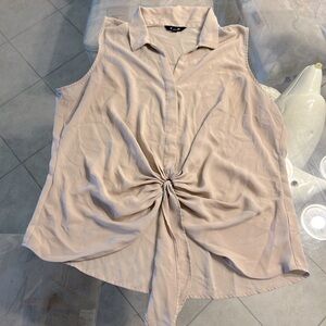 2 - Express tie front tank tops with collar, tan and pale pink size XL